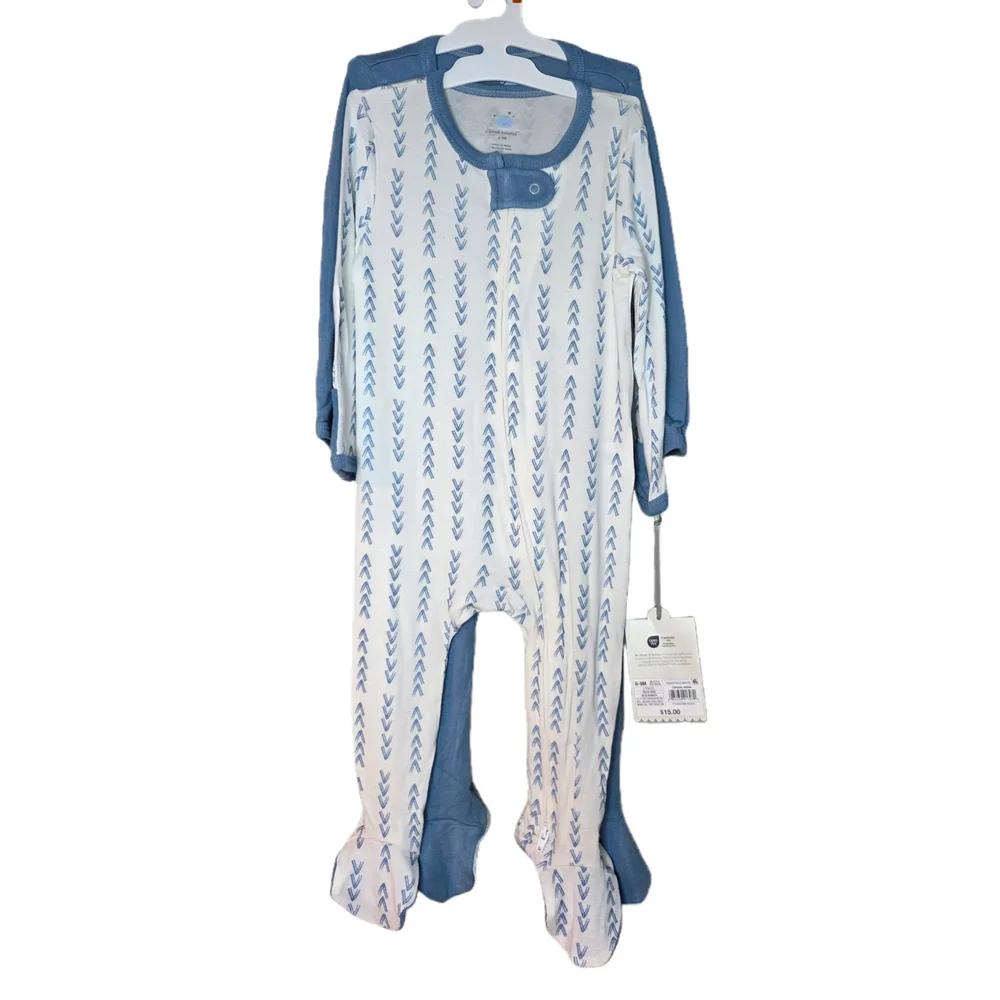 cloud island - Blue and White Baby Footie Sleepers - 2 Pack